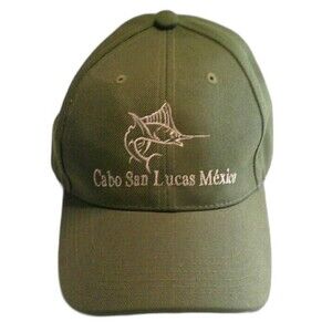 Cap Cabo San Lucas Mexico  Olive Green Adjustable EUC